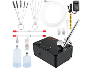 0840281559176 - Vevor - Dual Action Airbrush Set mit Lackierpistole 30 psi ± 15 % Luftkompressor 220 v Airbrushpistole Set für Make-up Maniküre Tätowierung