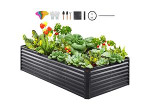 0840281567355 - Hochbeet Pflanzkübel Blumenkasten Garten Pflanzkasten Terrassen Gemüsebeet Gartenbeet Pflanzbeet Dunkelgrau 240x120x60cm verzinktem Metall ideal für