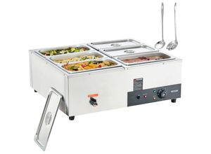 0840281570645 - Vevor - Edelstahl Buffetwärmer Speisewärmer 1500 w 6 x 88 l Buffetbehälter 176 x 325 x 150 mm Jeder Behälter Verwendbar inkl Deckel & Ablaufhahn