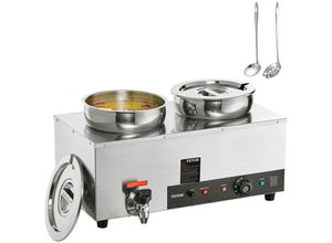 0840281571246 - Vevor - Edelstahl Buffetwärmer Speisewärmer 1200 w 2 x 81 l Buffetbehälter φ180 x φ240 x 220 mm Jeder Suppentopf inkl Deckel & Ablaufhahn &