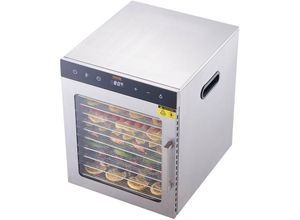 0840281575664 - Vevor - 800 w Dörrautomat Edelstahl 300 x 280 mm 10 Stk Tabletts 360° Trocken Dörrgerät 30-90℃ Temperaturregelung 05 bis 48-Stunden-Timer