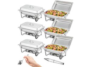 0840281576838 - Vevor - 6-teiliges Chafing Dish Profi Set Wärmebehälter Edelstahl Buffet Set Rechteckig 6 x 75 l Speisewärmer 53 x 325 x 65 cm Jeder Behälter