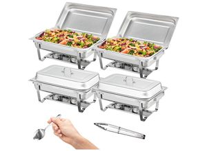 0840281576845 - Vevor - 4 Stk Chafing Dish Profi Set Wärmebehälter Edelstahl Buffet Set Rechteckig 4 x 75 l Speisewärmer 53 x 325 x 65 cm Jeder Behälter für