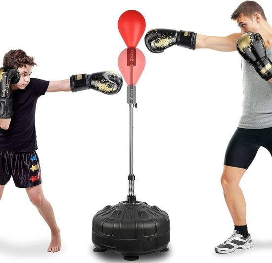 0840325602851 - Fitness Boxsack Punchingball Boxtraining höhenverstellbar Standbox Speedball Standboxball mit Boxhandschuhen