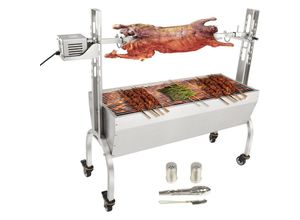 0840349902159 - Vevor - Spanferkelgrill Lammgrill 117 cm 41 kg Edelstahl Drehspieß 4-stufig höhenverstellbar 50 w 2 in 1 BBQ-Rotisserie-Grill inkl Gewürzdose &