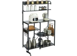 0840349903262 - Küchenregale Standregal 900 x 400 x 1460 mm Küchen Bäckerregal 7-stockiges Mikrowellenregal 9979 kg Belastbar Gewürzregale mit 8 Haken Küchenregal