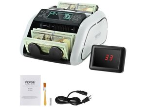 0840349911304 - VEVOR Geldzählmaschine Banknotenzähler mit UV- MG- IR- und DD-Falschgelderkennung USD- und EUR-Geldzählmaschine mit Großem LCD & Externem Display