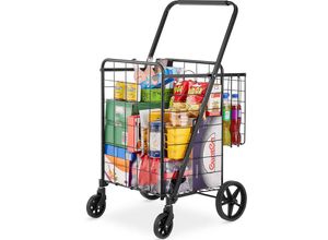 0840349927756 - Einkaufstrolley Einkaufswagen Klappbar 50 kg Belastbar Einkaufsroller Handwagen Multifunktional  Shoppingtrolley Faltbar für Wäsche Lebensmittel