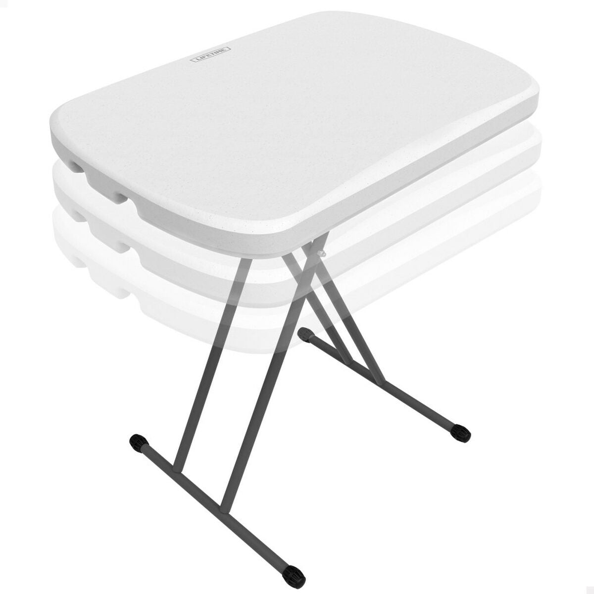 0841101003756 - Picknick-Tisch Weiß Stahl HDPE 66 x 71 x 46 cm