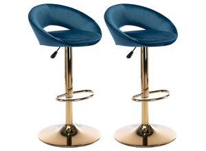 0841793139634 - Wahson Office Chairs - 2er Set Barhocker aus Samt Tresenhocker drehbar Barstuhl höhenverstellbar mit Rückenlehne für Kücheninsel Blau