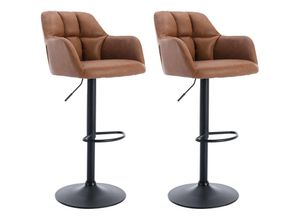 0841793140388 - Wahson Office Chairs - 2er Set Barhocker höhenverstellbar Thekenhocker mit Armlehne Barstuhl für Kücheninsel PU-Leder Braun