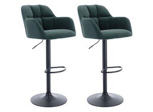 0841793140401 - Wahson Office Chairs - 2er Set Barhocker höhenverstellbar Thekenhocker mit Armlehne Barstuhl für Kücheninsel Samt Grün