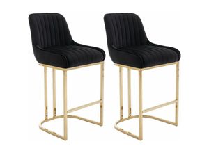 0841793143594 - Wahson Office Chairs - 2er Set Barhocker Samt Barstuhl mit goldenem Metallbein Küchenhocker mit Lehne für Kücheninsel Schwarz