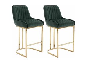 0841793143600 - Wahson Office Chairs - 2er Set Barhocker Samt Barstuhl mit goldenem Metallbein Küchenhocker mit Lehne für Kücheninsel Grün