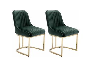 0841793143921 - Wahson Office Chairs - 2er Set Esszimmerstühle Samt Polsterstuhl mit Lehne Küchenstuhl mit goldenem Metallbein Grün