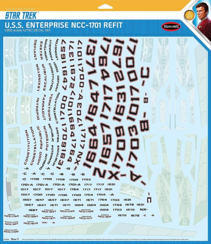 0849398050675 - Star Trek USS Enterprise NCC-1701 Refit Aztec - Decals