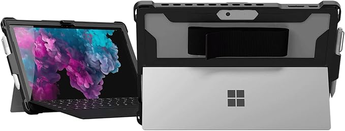 0850015720086 - Extreme Shell für Microsoft Surface Pro 5 6 und 7 robuste Schutzhülle - Schutzständer Stylus-Stifthalter Laptoptasche (schwarz)