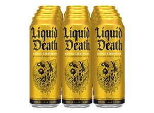 0850031700802 - Liquid Death Mango Chainsaw Flavoured Sparkling Water 05 Liter Dose 12er Pack