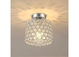 0850909159459 - Aiskdan - Plafonnier Moderne en Cristal - Lustre en Cristal Métal E27 Luminaire Lampe de Plafond pour Couloir Entrée Chambre - Argent (Ampoules