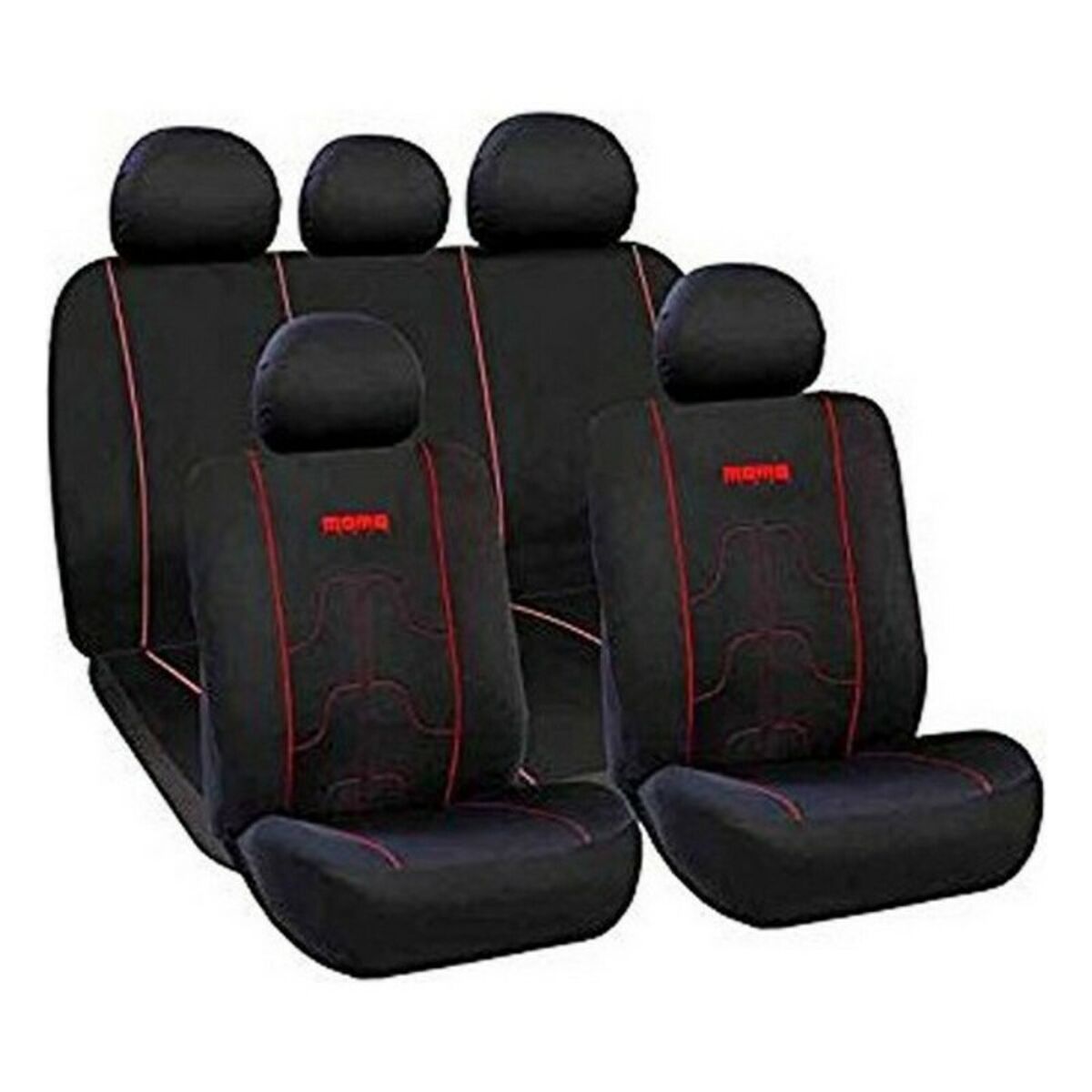 0852246005741 - Car Seat Covers 21 Black Black Red Polyester