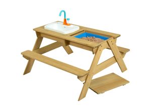 0875412002740 - Tp Toys - Kinder Picknick-  Gartenbank mit Wasserbecken und Wasserhahn natur 89 x 94 x 71 cm (t x b x h)