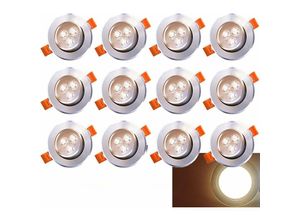 0882473354251 - Led Einbau-Strahler Inkl 12 x 3W led Einbaustrahler 230V Deckenstrahler Schwenkbar Einbauleuchte Warmweiss Deckeneinbaustrahler Einbauspot - Vingo