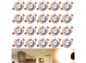 0882473354268 - 20x led Einbaustrahler Einbau-Spots Schwenkbar 3W Leuchtmittel Decken-Leuchte Einbaulampe Warmweiß Deckeneinbauleuchte Spots 230V - Vingo