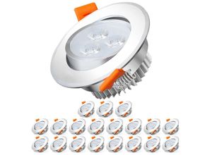 0882473354343 - 20x LED Einbaustrahler Einbau-Spots Schwenkbar 3W Leuchtmittel Decken-Leuchte Einbaulampe Kaltweiß Deckeneinbauleuchte Spots 230V