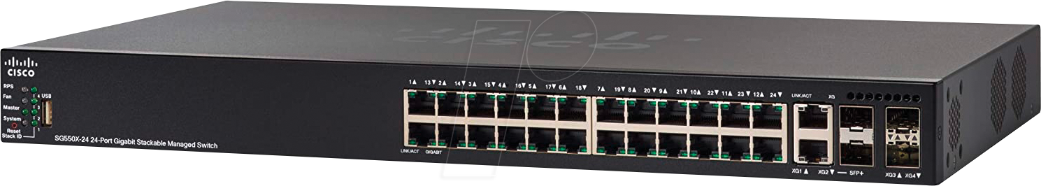 0882658808487 - CISCO S550X24MPP - Switch 28-Port Gigabit Ethernet RJ45 SFP+ SFP+ PoE++