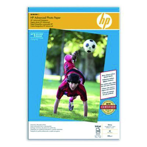 0882780349650 - Fotopapier Advanced Q8697A A3 für Inkjet 250g weiß hochglänzend einseitig bedruckbar 0882780349650 HP