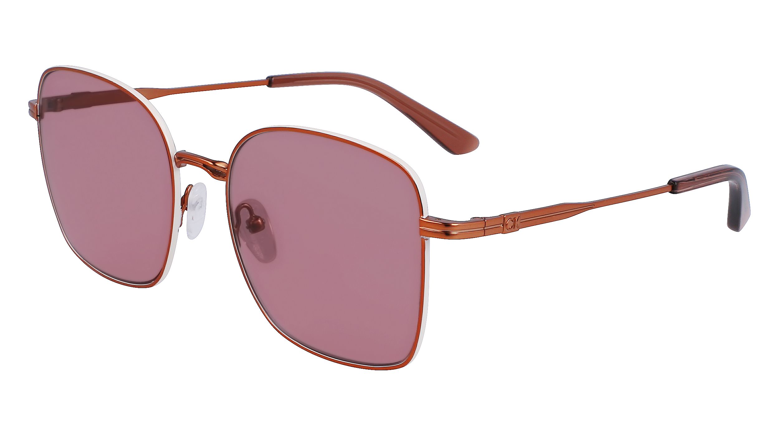 0883901151329 - Damen CK23100S 108 Gläser SONNENBRILLEN Metall Weiß Rosa Quadratisch Normal Normal