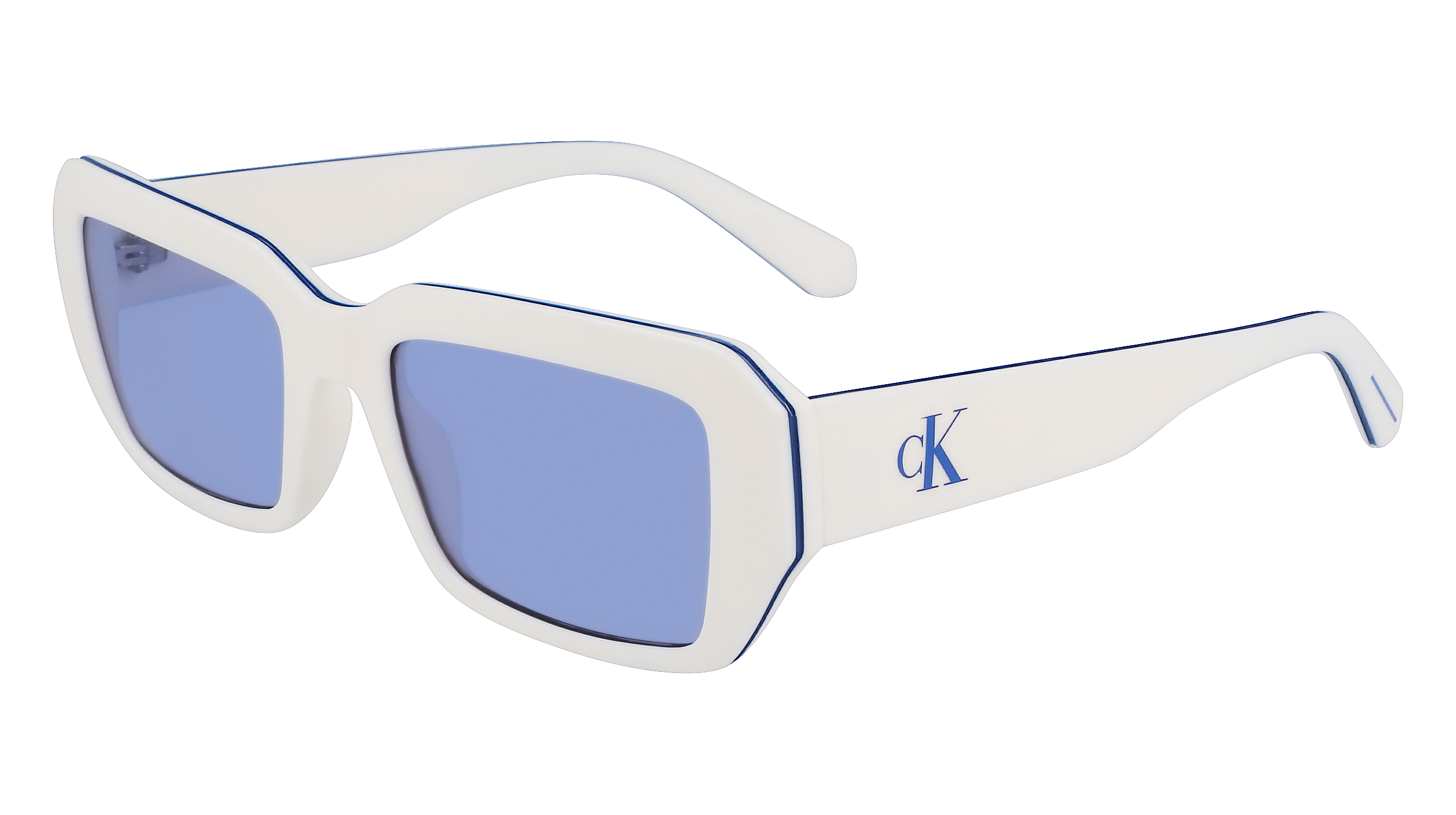 0883901153590 - Unisex CKJ23602S 100 Sonnenbrillen Bio-Injekt Weiß Hellblau Quadratisch Normal Normal