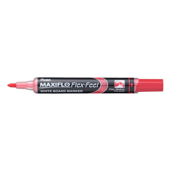 0884851032546 - Whiteboardmarker Pentel Maxiflo Flex-Feel Rundspitze mit variabler Strichstärke integriertes Pumpsystem Schreibfarbe rot 12 Stück