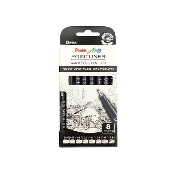 0884851065629 - Finelineretui 8STschwarz 0884851065629 Pentel