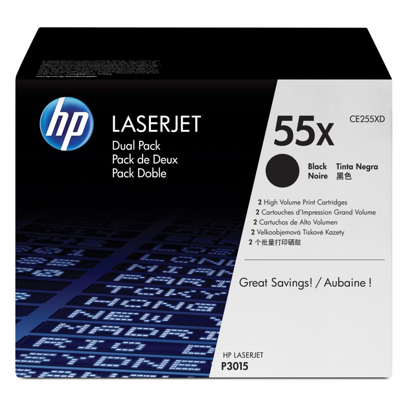 0885631277102 - HP Original 55X Toner Doppelpack schwarz hohe Kapazität 2 x 12500 Seiten (CE255XD)