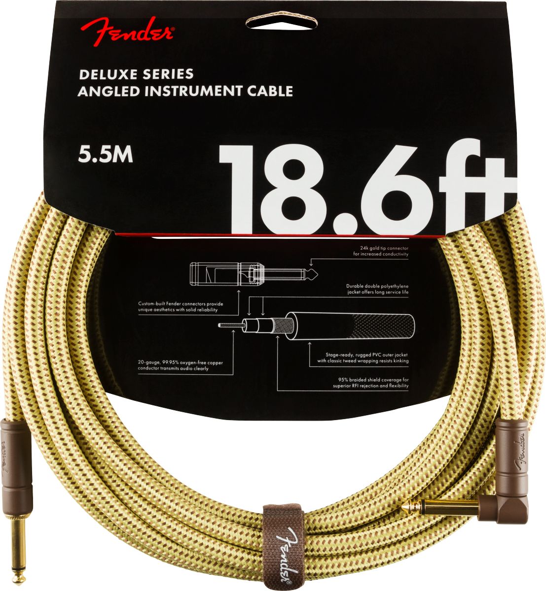 0885978041404 - Deluxe Series Instrument Cable 55m Angled Tweed