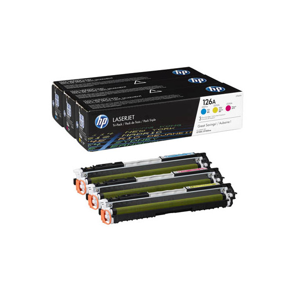 0886112385606 - 126A CF341A Tonerkassette Kombi-Pack Cyan Magenta Gelb 1000 Seiten Original Toner