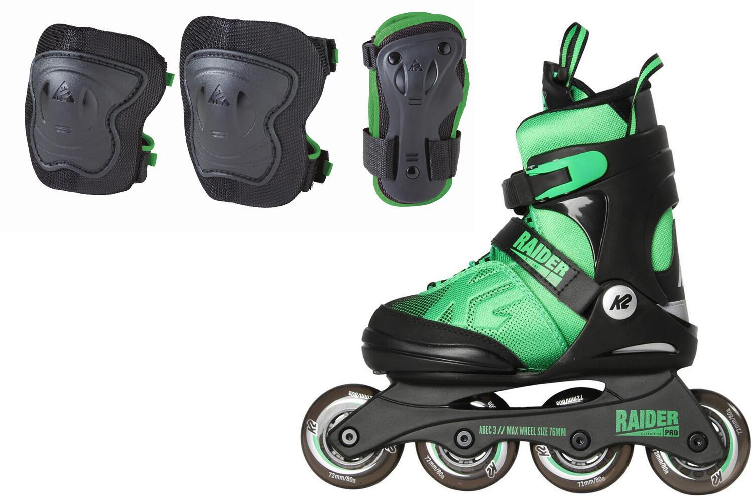 0886745821465 - K2 Raider Pro Pack Inlineskateset Kinder (Größe 320-370 (M) schwarz grün)