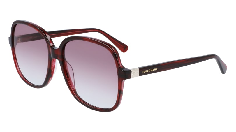 0886895476942 - LONGCHAMP Damen LO668S 514 Sonnenbrillen Plastik Havanna Rot Violett Quadratisch Normal Schattiert