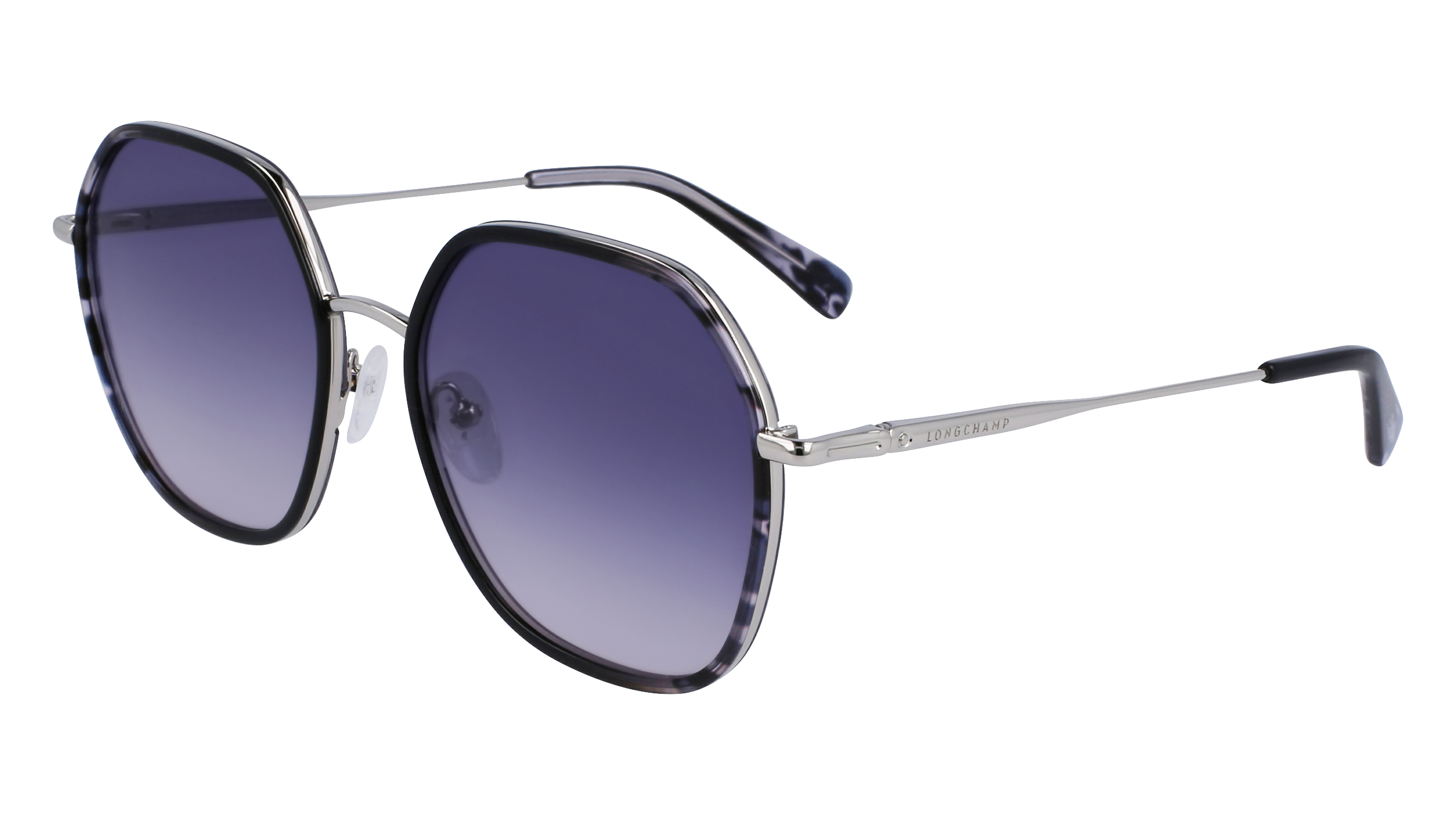 0886895572132 - LONGCHAMP Damen LO163S 46 Sonnenbrillen Metall Silber Blau Geometrisch Normal Photochromatisch