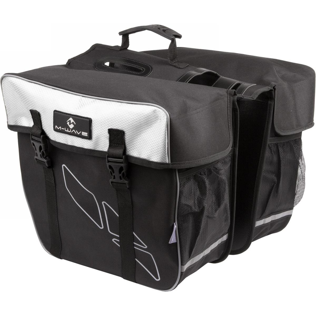 0887539009755 - M-Wave Amsterdam Double Tasche aus Polyester Schwarz Weiß 50cm mit Reflektoren