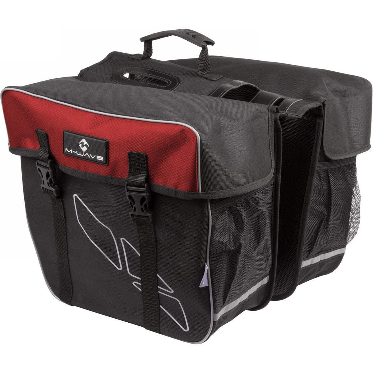 0887539009762 - M-Wave Amsterdam Double Gepäckträgertasche 50 cm Schwarz Rot 600D