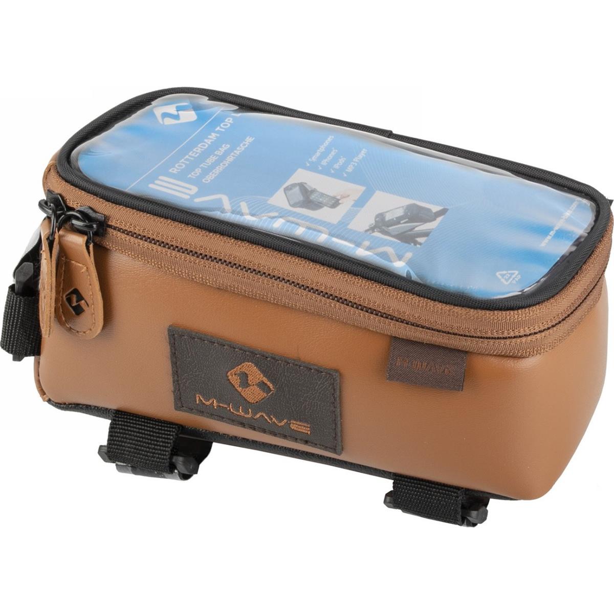 0887539033163 - Top Tube Smartphone Tasche Rotterdam XL M-Wave in braun Kunstleder mit Clip