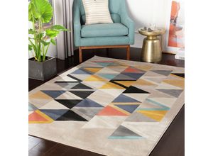 0888473820840 - Teppich Kurzflor Wohnzimmer Modernes Skandi Design Beige und Orange 160 x 220 cm - Surya 0888473820840 - Teppich Kurzflor Wohnzimmer Modernes Skandi Design Beige und Orange 160 x 220 cm - Surya