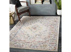 0888473918776 - Perserteppich Kurzflor Wohnzimmer Vintage Orient Grau Mehrfarbig 160 x 213 cm - Surya