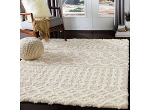 0888473957362 - Teppich Hochflor Wohnzimmer Soft Weich Shaggy Berber Boho Elfenbein und Beige 130 x 170 cm - Surya