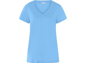 0888721517577 - HANRO Sleep & Lounge Schlafanzug-Oberteil Kurzarm V-Ausschnitt für Damen blau S