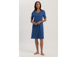 0888721530040 - HANRO Moments Sleepshirt Kurzarm Spitze für Damen blau S