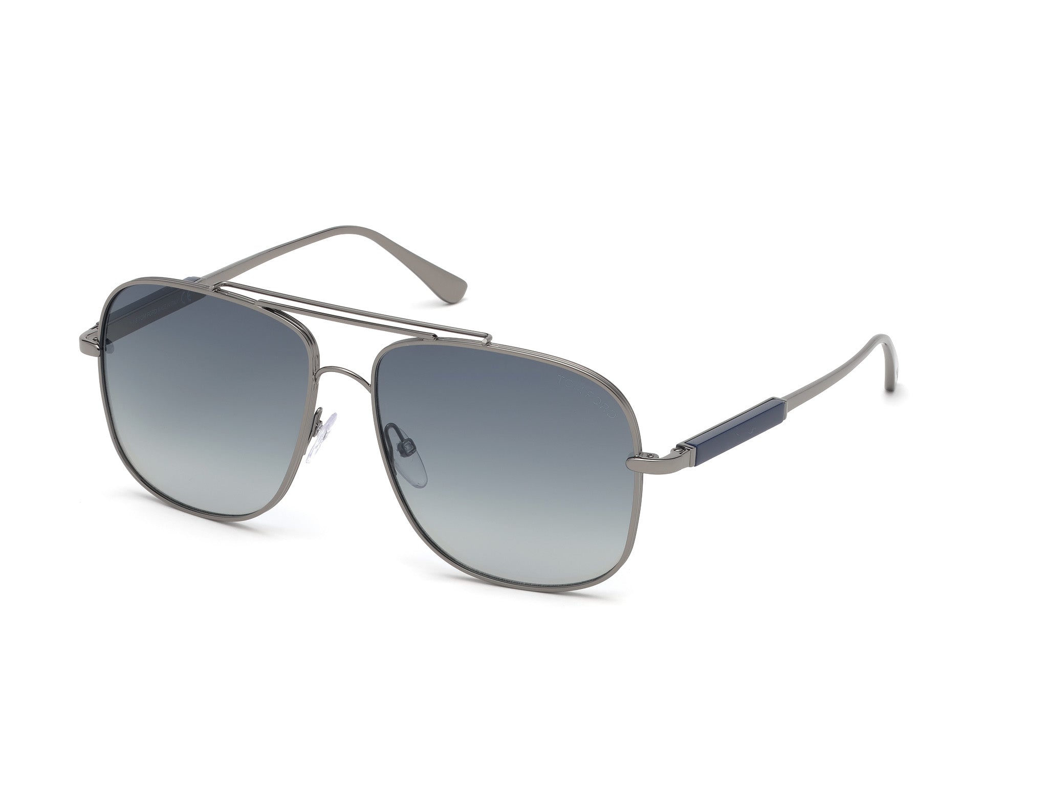 0889214007131 - TOM FORD Herren FT0669 JUDE 12W Gläser SONNENBRILLEN Metall Ruthenium Blau Geometrisch Normal Schattiert