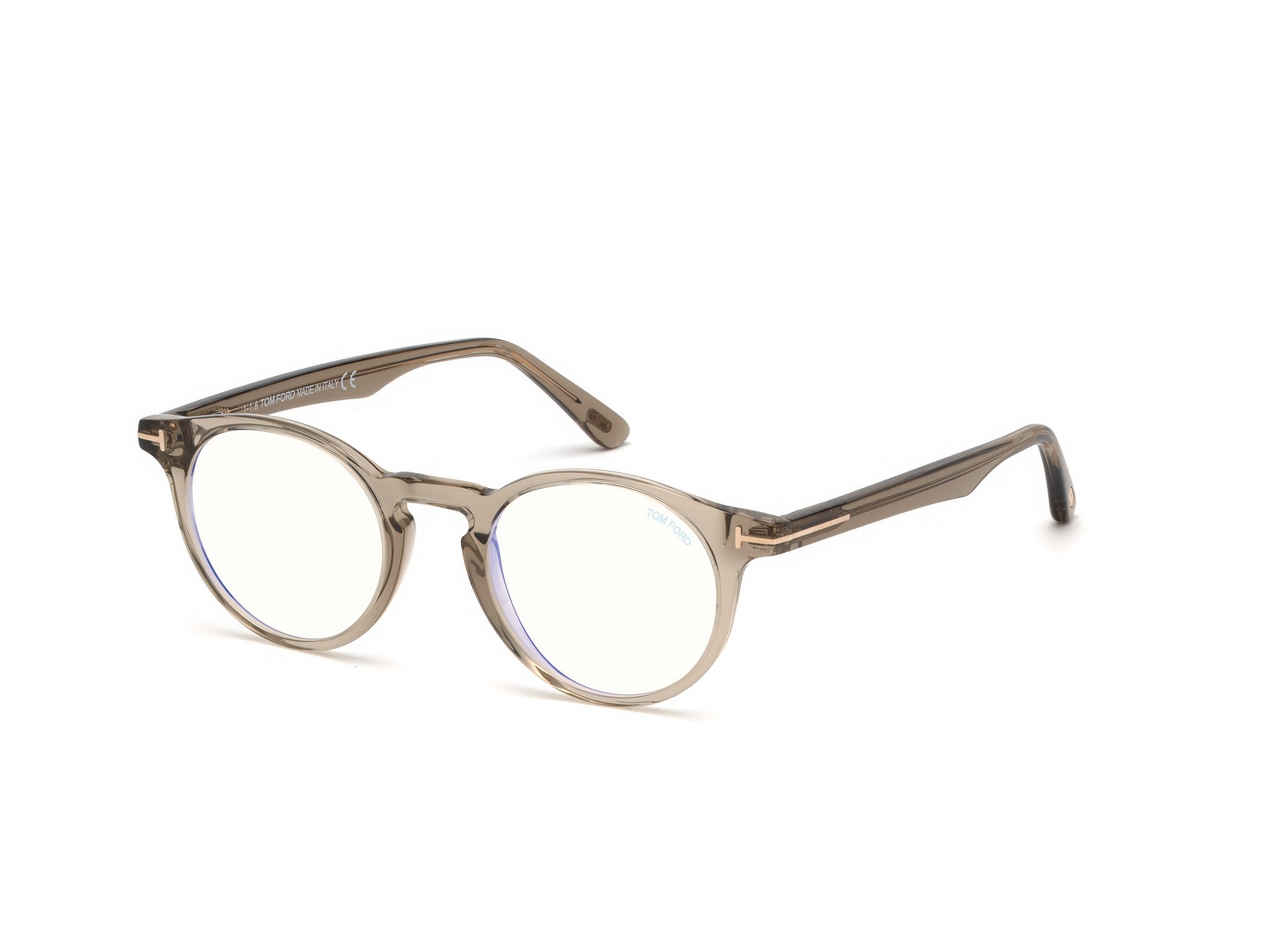 0889214015242 - TOM FORD Unisex FT5557-B 045 Rahmen von BRILLEN Acetat Hellbraun  Kreisel Blaues Antilicht